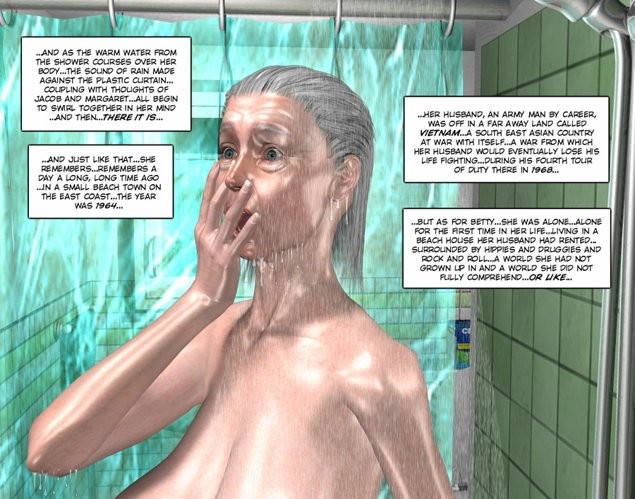 おばあちゃんの毛むくじゃらのオマンコがシャワーを浴びる3dエロティックコミック
 #67052099