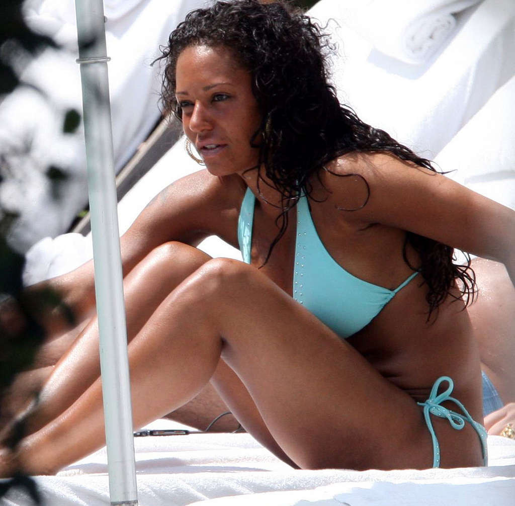 Mel B enjoying on pool and showing huge tits and nice body #75373448