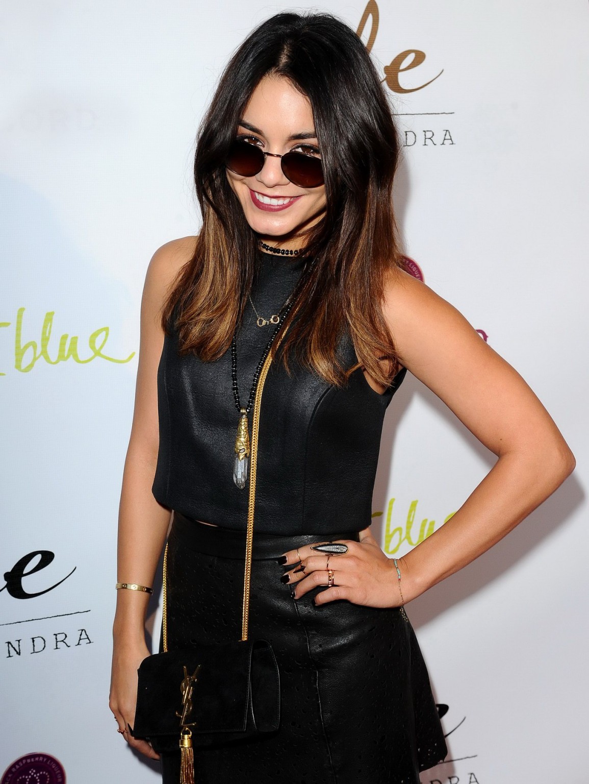Vanessa Hudgens wearing tiny black leather outfit at Ale by Alessandra Collectio #75201647