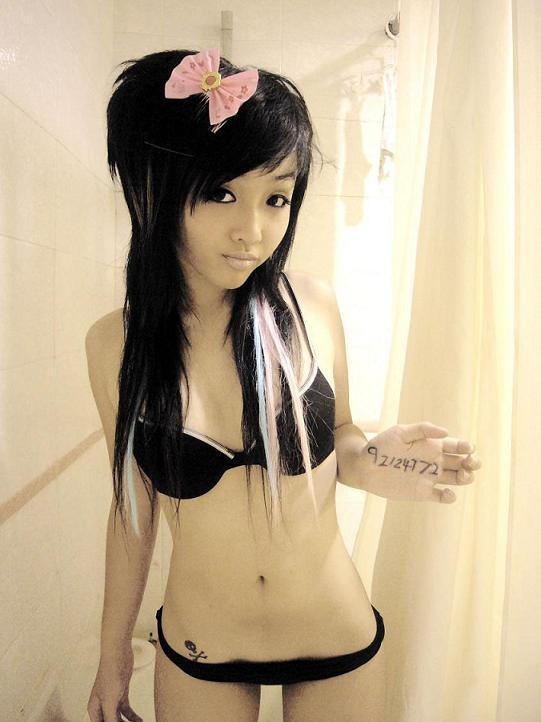 Joven indie emo teens teasing in panties
 #78654641