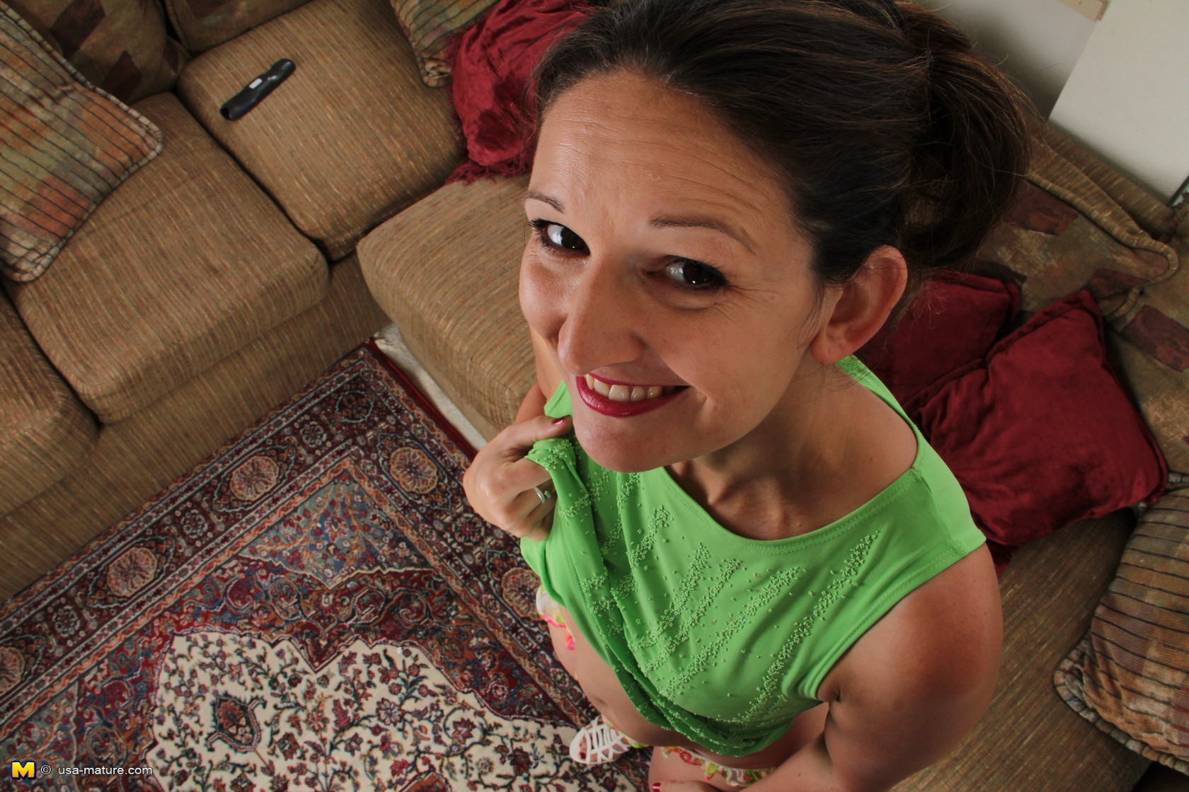 Lovable American housewife stripping at property #72374616