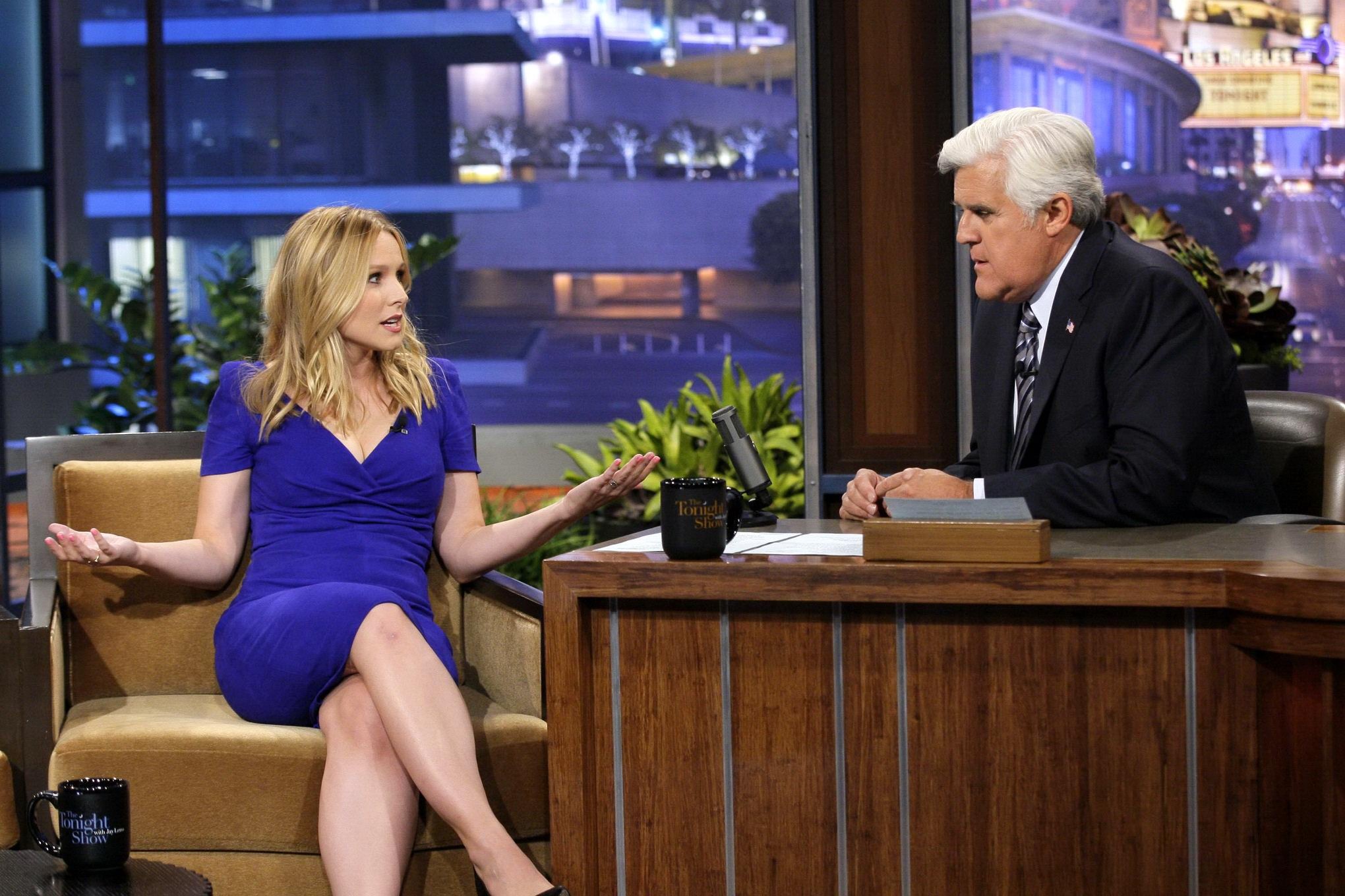 Kristen Bell showing cleavage on 'The Tonight Show with Jay Leno' in Burbank #75222973