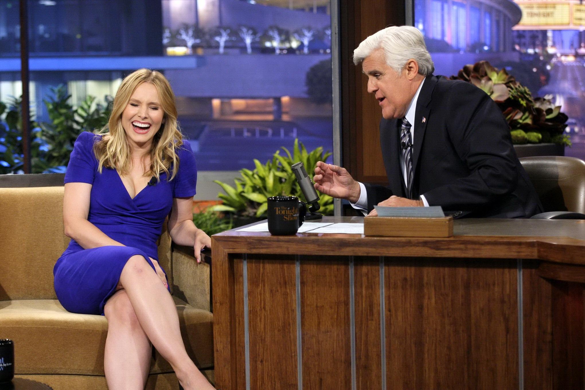 Kristen Bell showing cleavage on 'The Tonight Show with Jay Leno' in Burbank #75222982