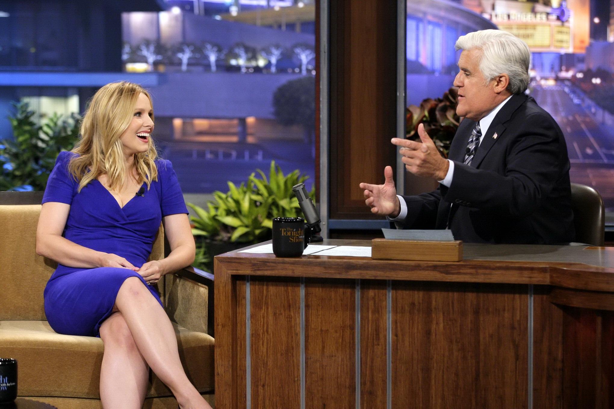 Kristen Bell showing cleavage on 'The Tonight Show with Jay Leno' in Burbank #75222992