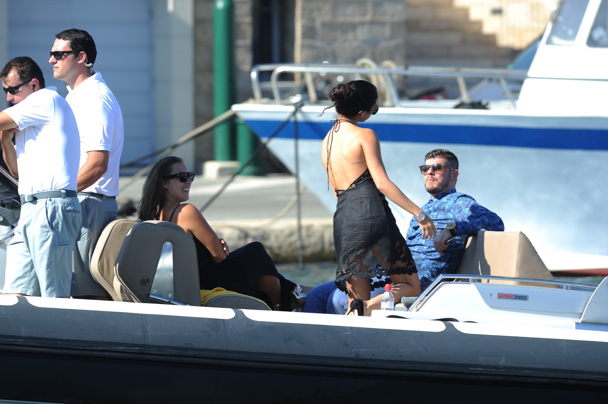 Selena Gomez showing sideboob in black bareback partially seethru mini dress on  #75189388