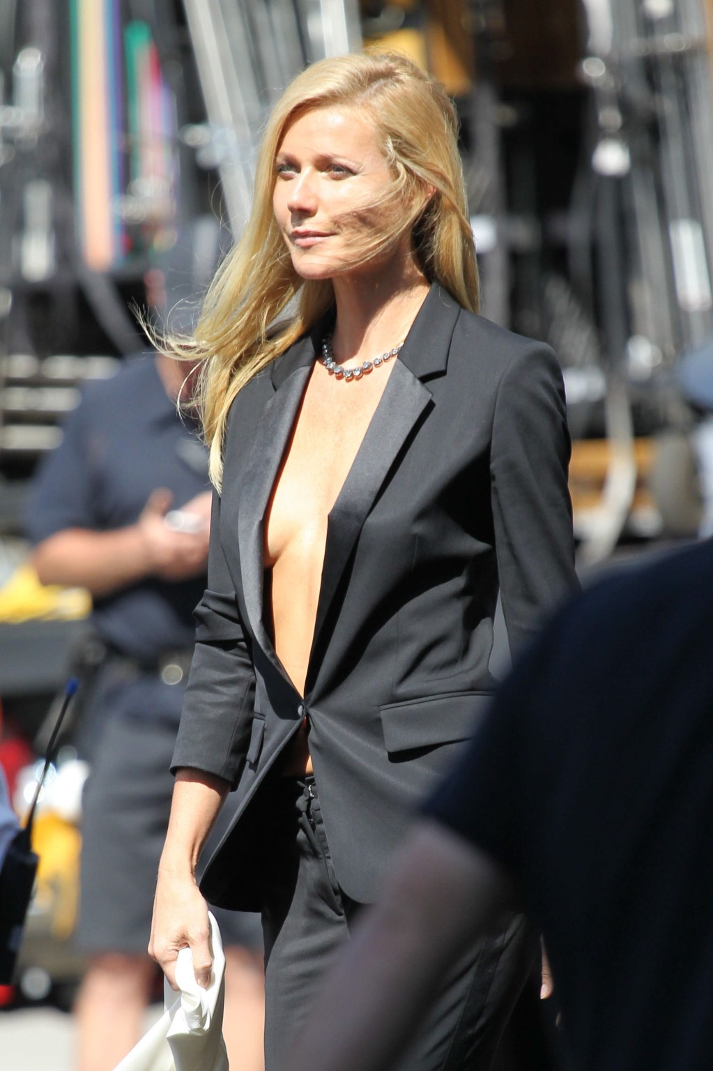 Gwyneth Paltrow braless showing huge cleavage on the set of a Hugo Boss campaign #75217634