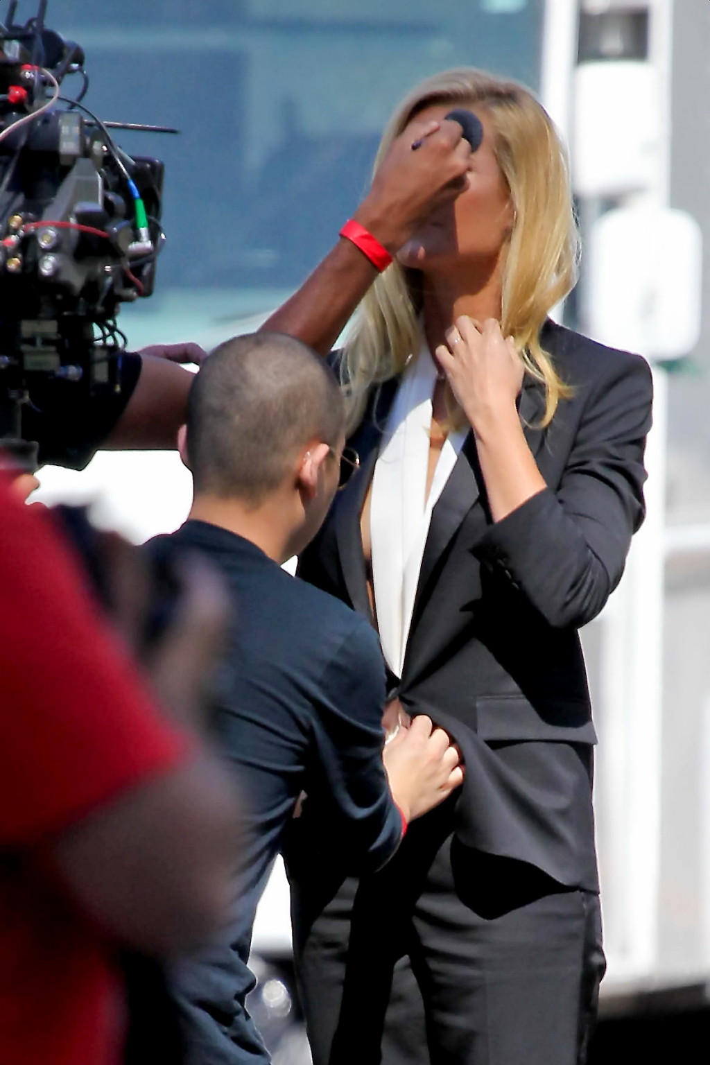 Gwyneth Paltrow braless showing huge cleavage on the set of a Hugo Boss campaign #75217665