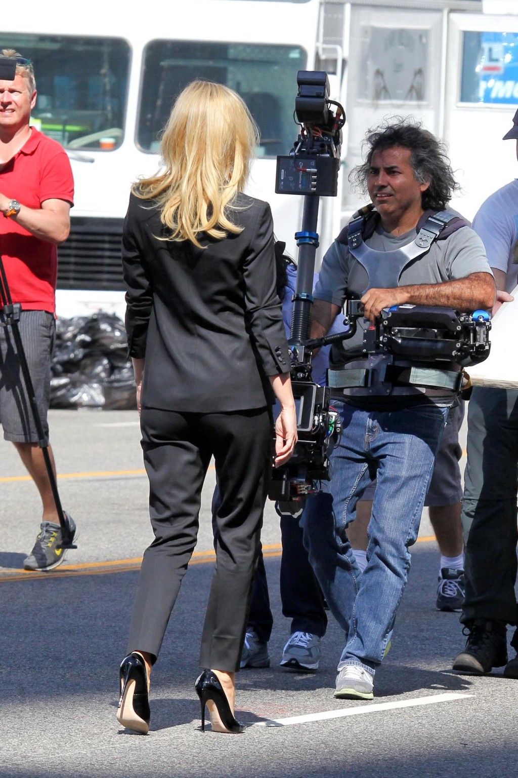 Gwyneth Paltrow braless showing huge cleavage on the set of a Hugo Boss campaign #75217705