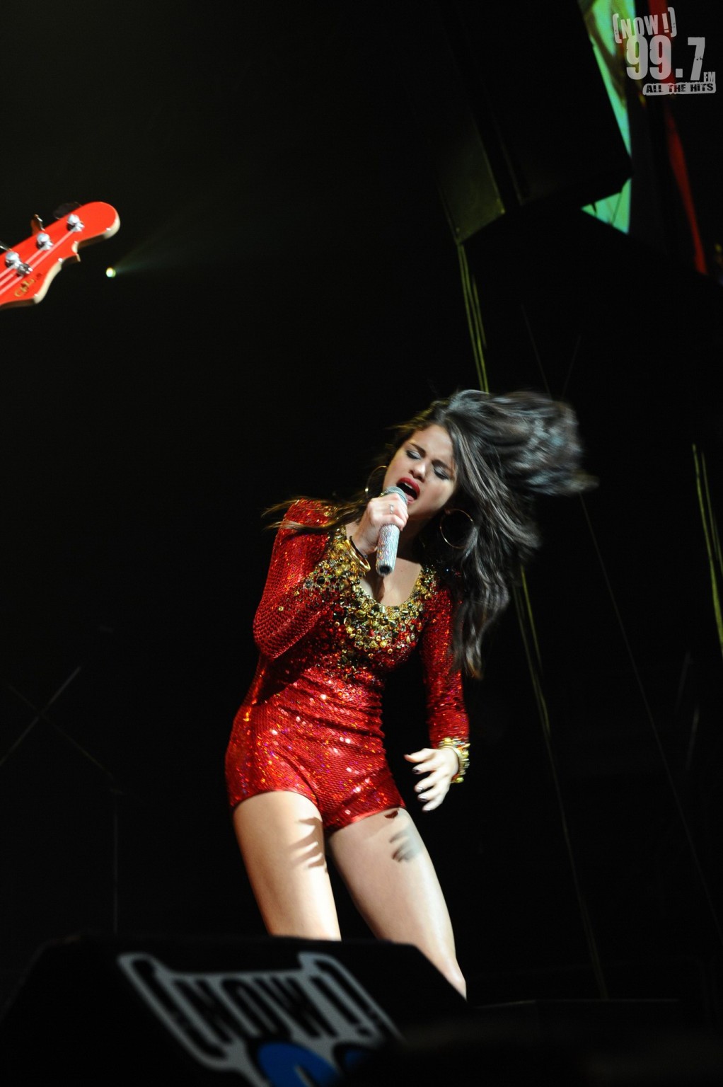 Selena Gomez in skimpy red outfit performing at the 99.7 Triple Ho Show in San J #75278740