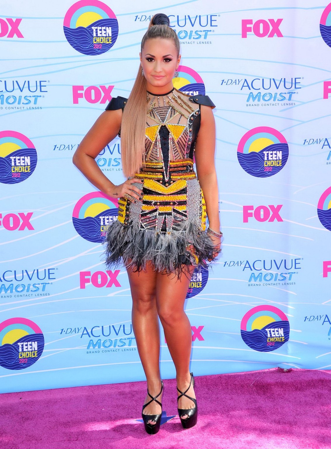Demi Lovato nip slip wearing a partially see through little dress at 2012 Teen C #75256552