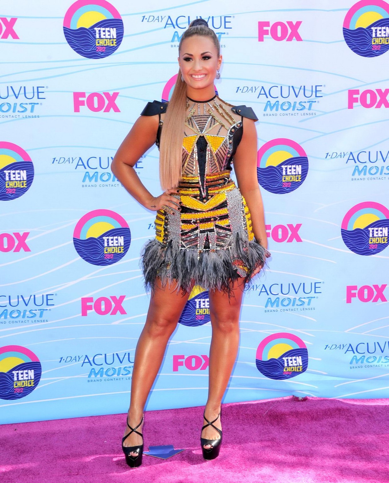 Demi Lovato nip slip wearing a partially see through little dress at 2012 Teen C #75256567