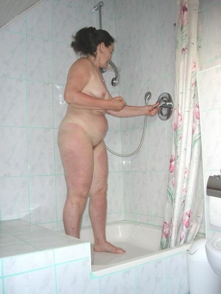 Horny Granny in the shower #77256957