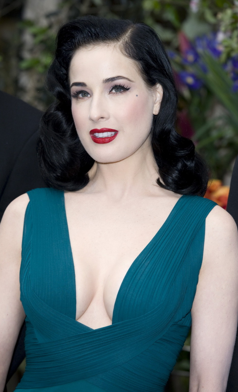 Dita Von Teese showing huge cleavage braless in hot dress while launching her de #75264248