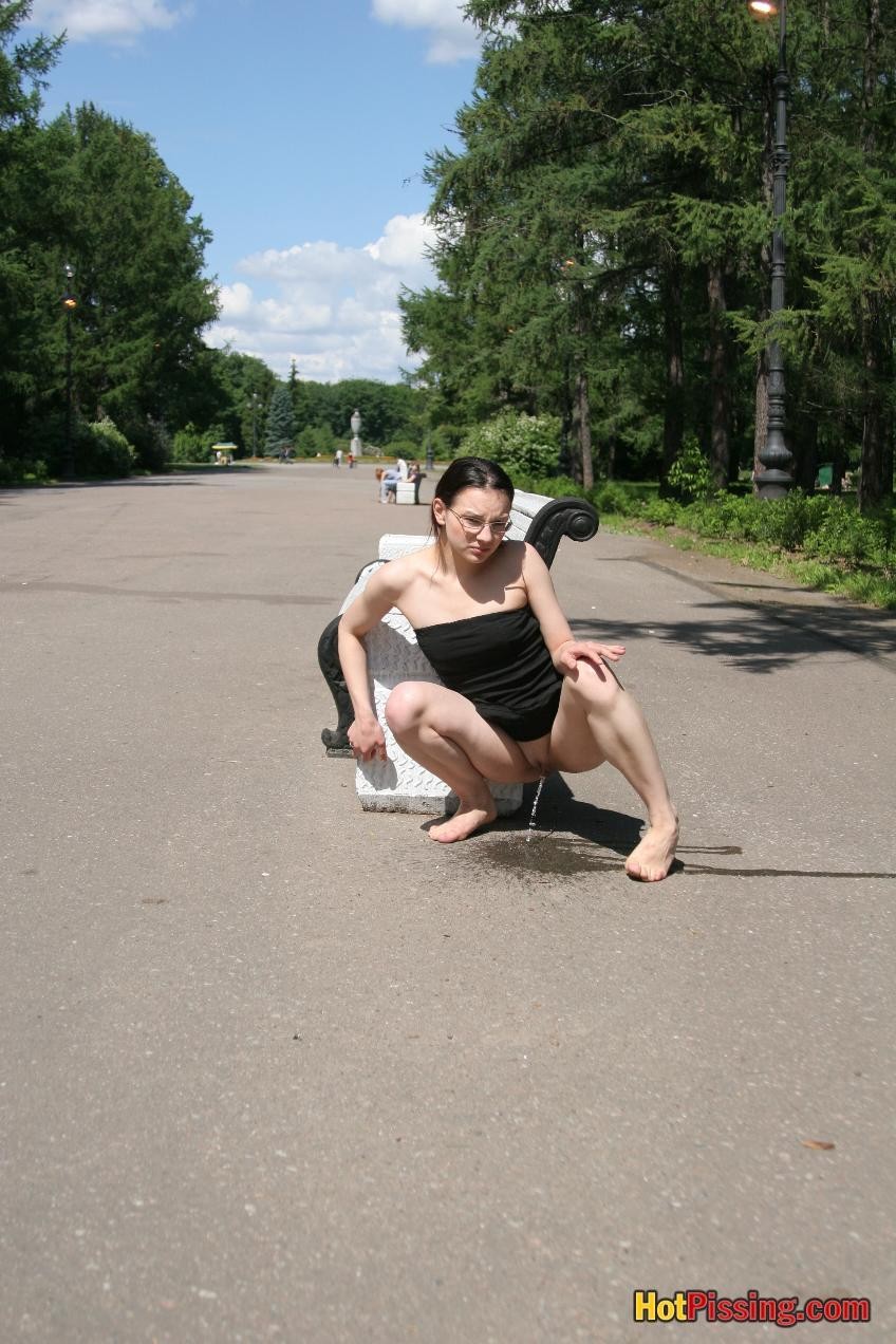 Summer beauty wants to piss so strong that does it next to a bench #76523136