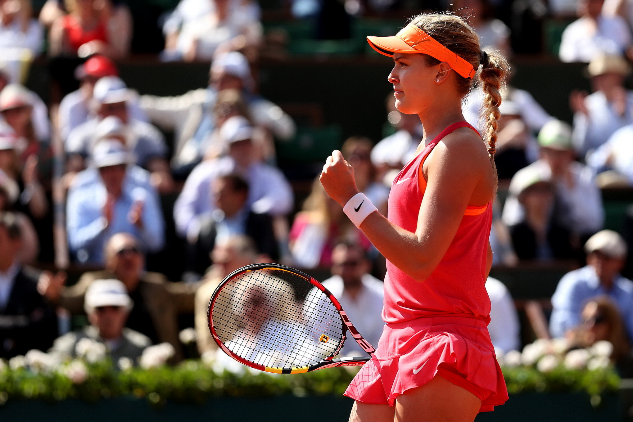 Eugenie Bouchard flashing her pink panties at Roland Garros #75194642