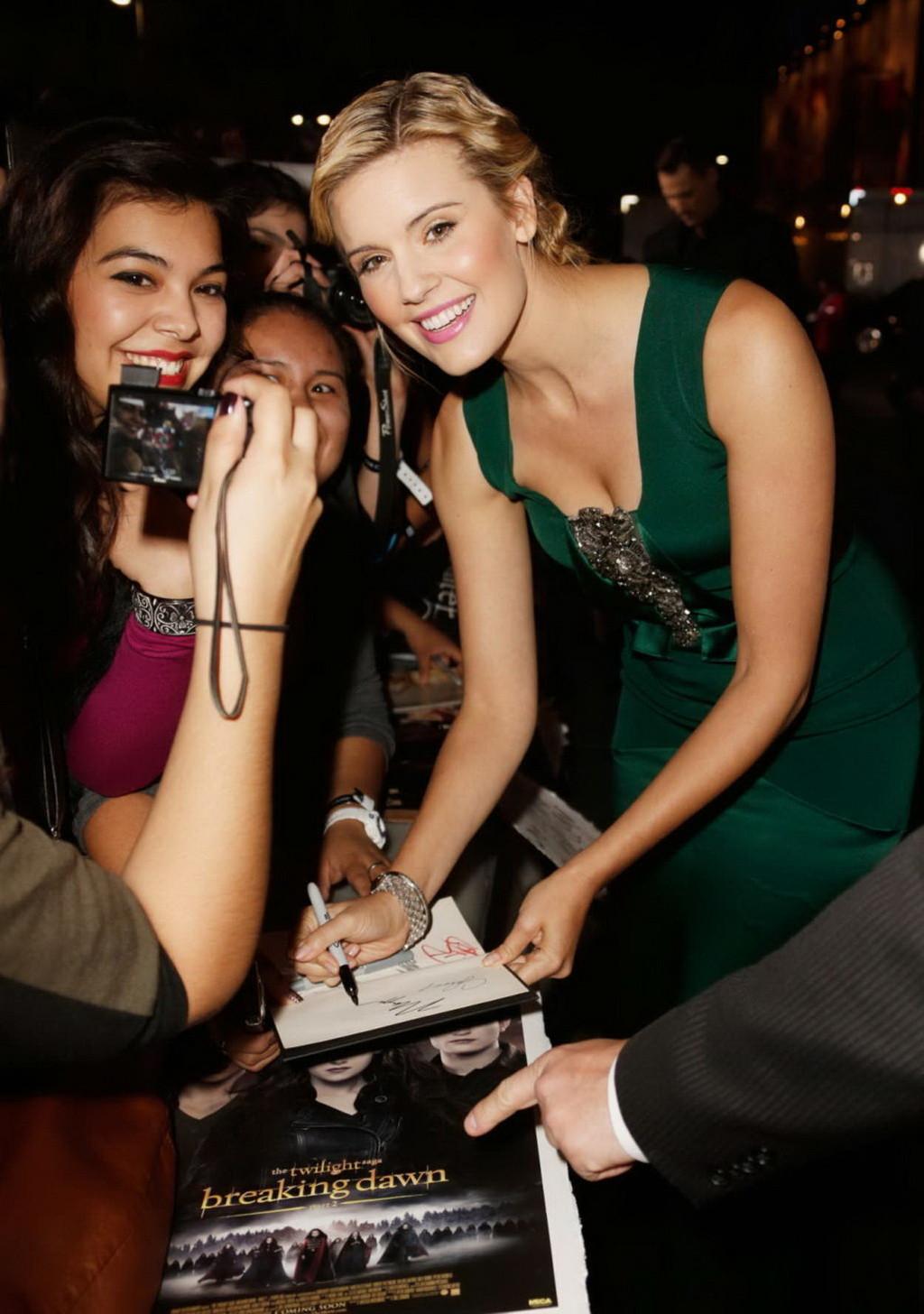 Maggie Grace shows cleavage wearing hot green maxi dress at the Twilight Saga Br #75248419