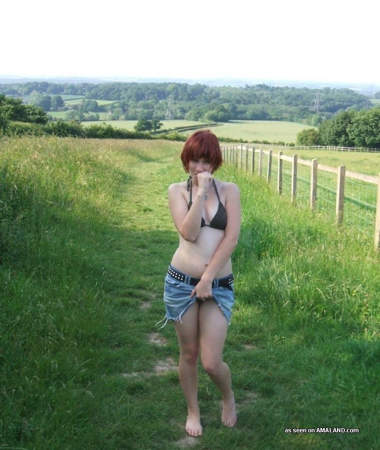 Redhead GF gets naked in public and in a field in homemade pix #78882154