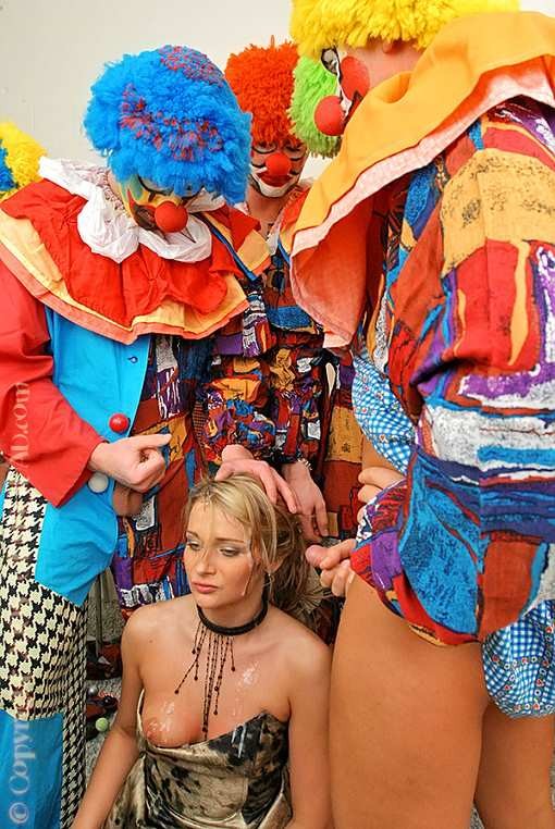 Classy blonde lgets gangbanged and bukkaked by clowns #76091430