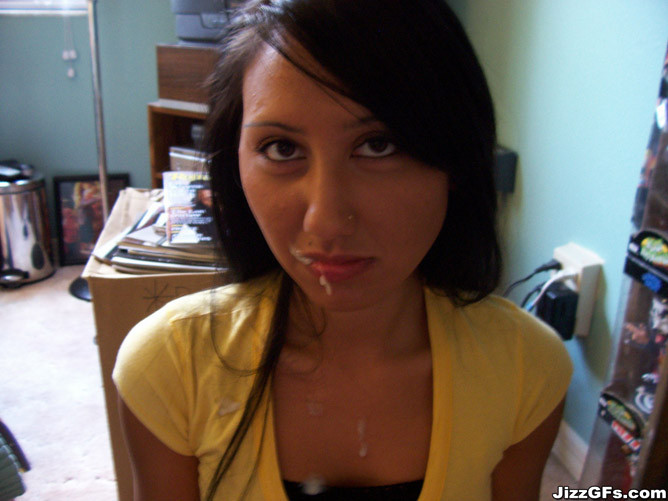 Cute latina teen giving amateur blowjob and facial cumshot #75911147