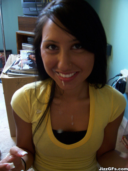 Cute latina teen giving amateur blowjob and facial cumshot #75911155