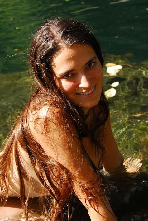 Splendidly Hairy Alexia Bathing Naked in Icy River #72860637