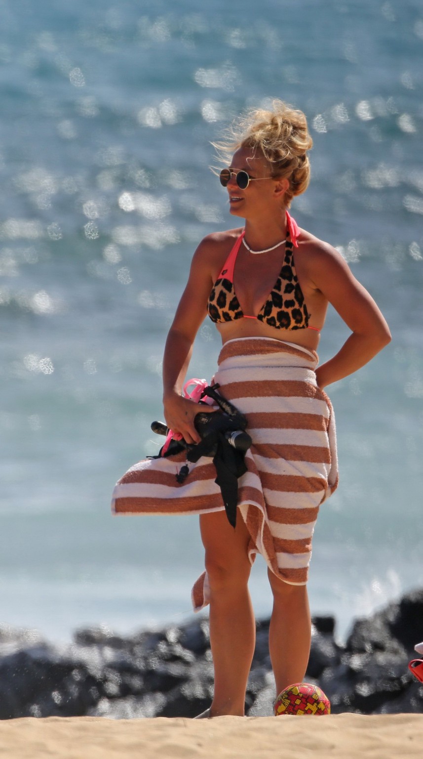 Britney Spears showing boobs in animal print bikini #75144349