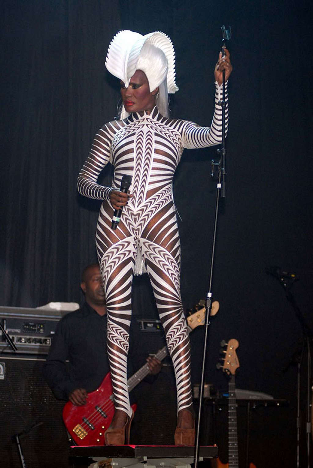 Grace Jones tits slip and upskirt on stage paparazzi pictures #75359741