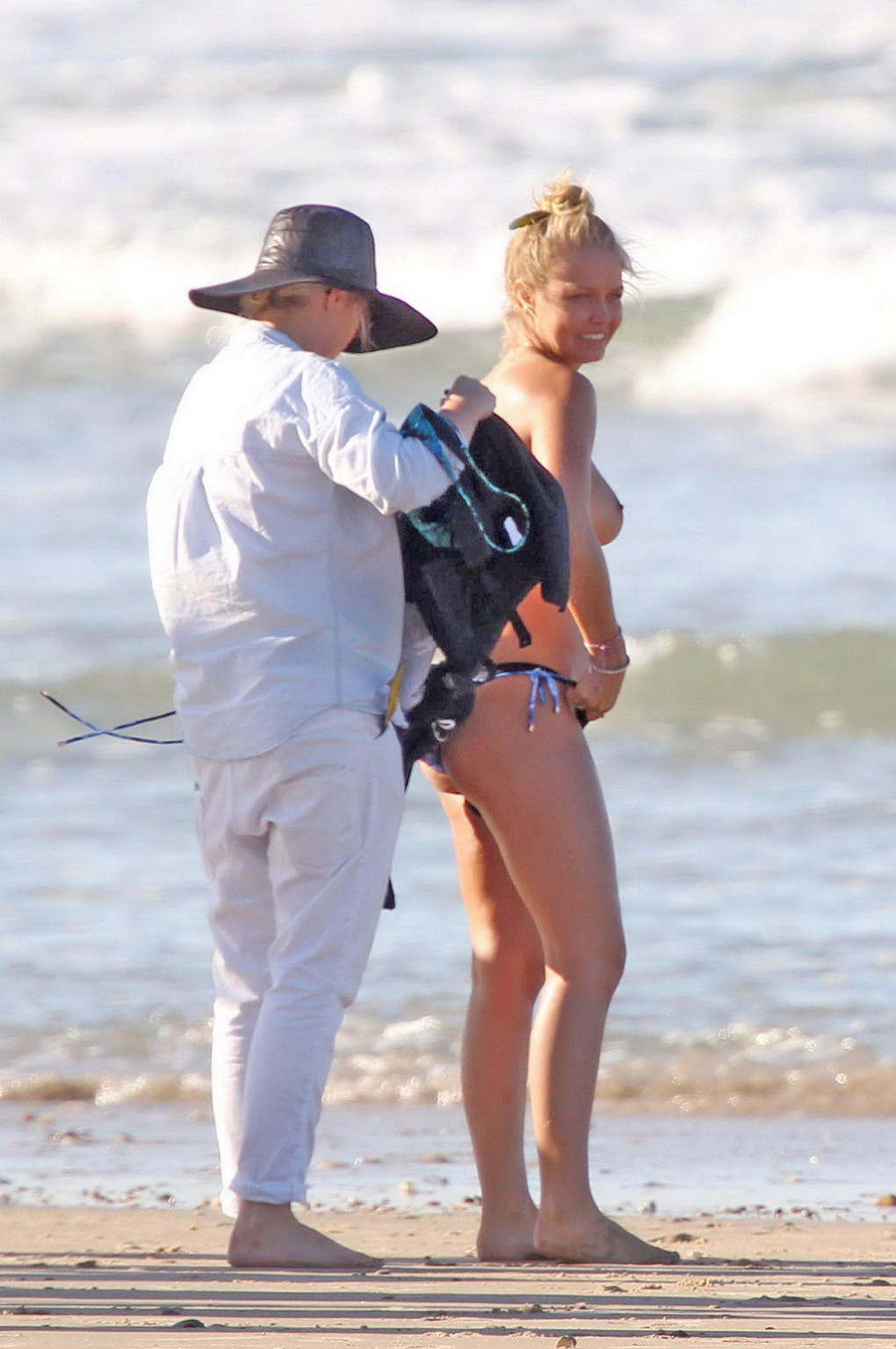 Lara Bingle showing off her big bare boobs during a bikini photoshoot at some be #75220927