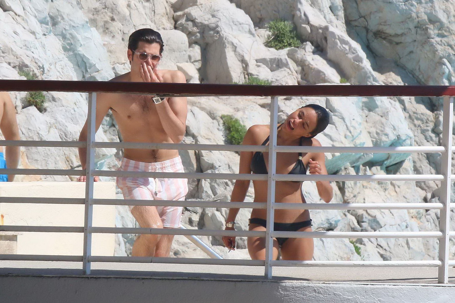 Michelle Rodriguez wearing skimpy black bikini poolside at Cap Eden Roc Hotel in #75195675