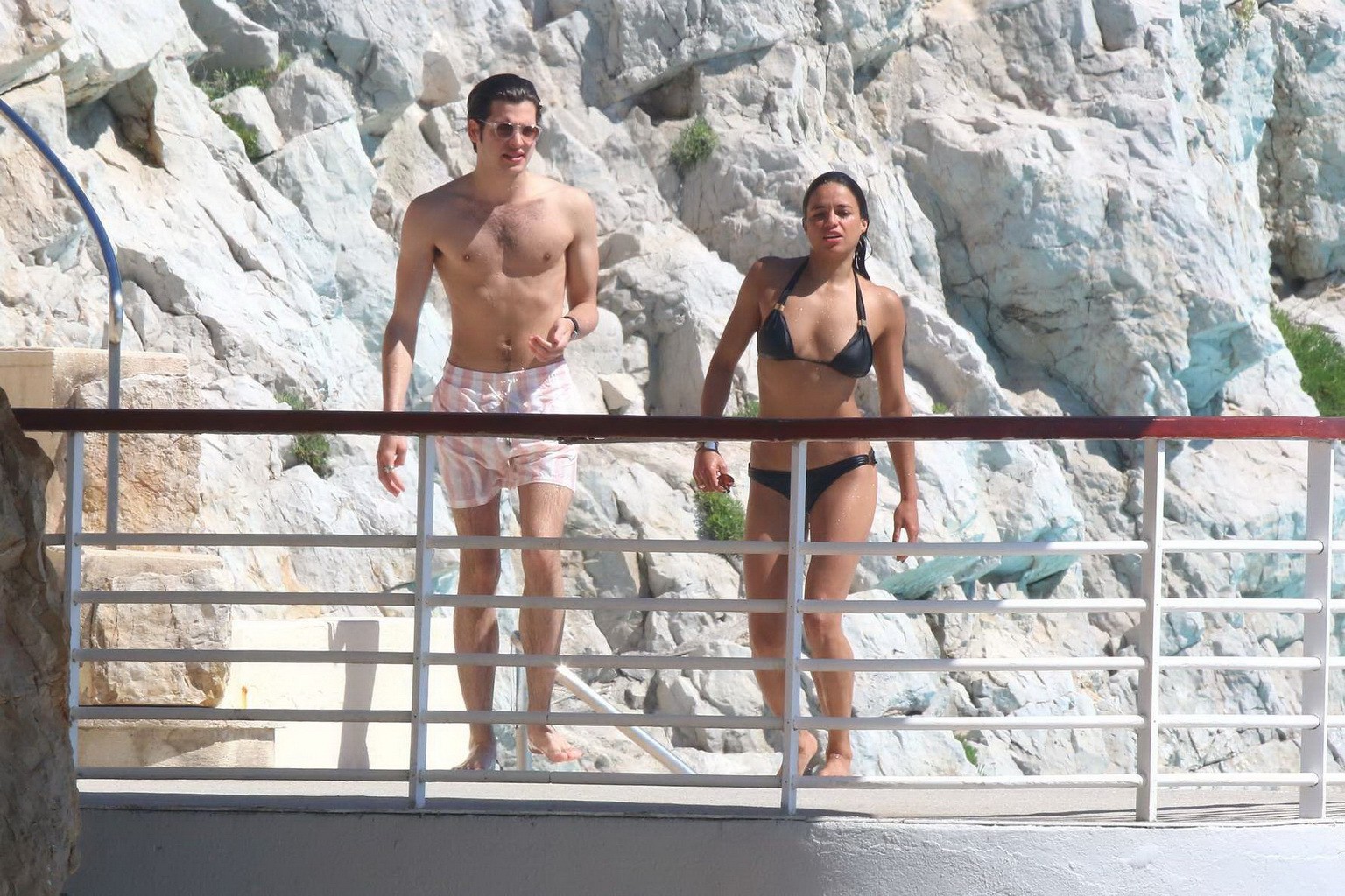 Michelle Rodriguez wearing skimpy black bikini poolside at Cap Eden Roc Hotel in #75195686