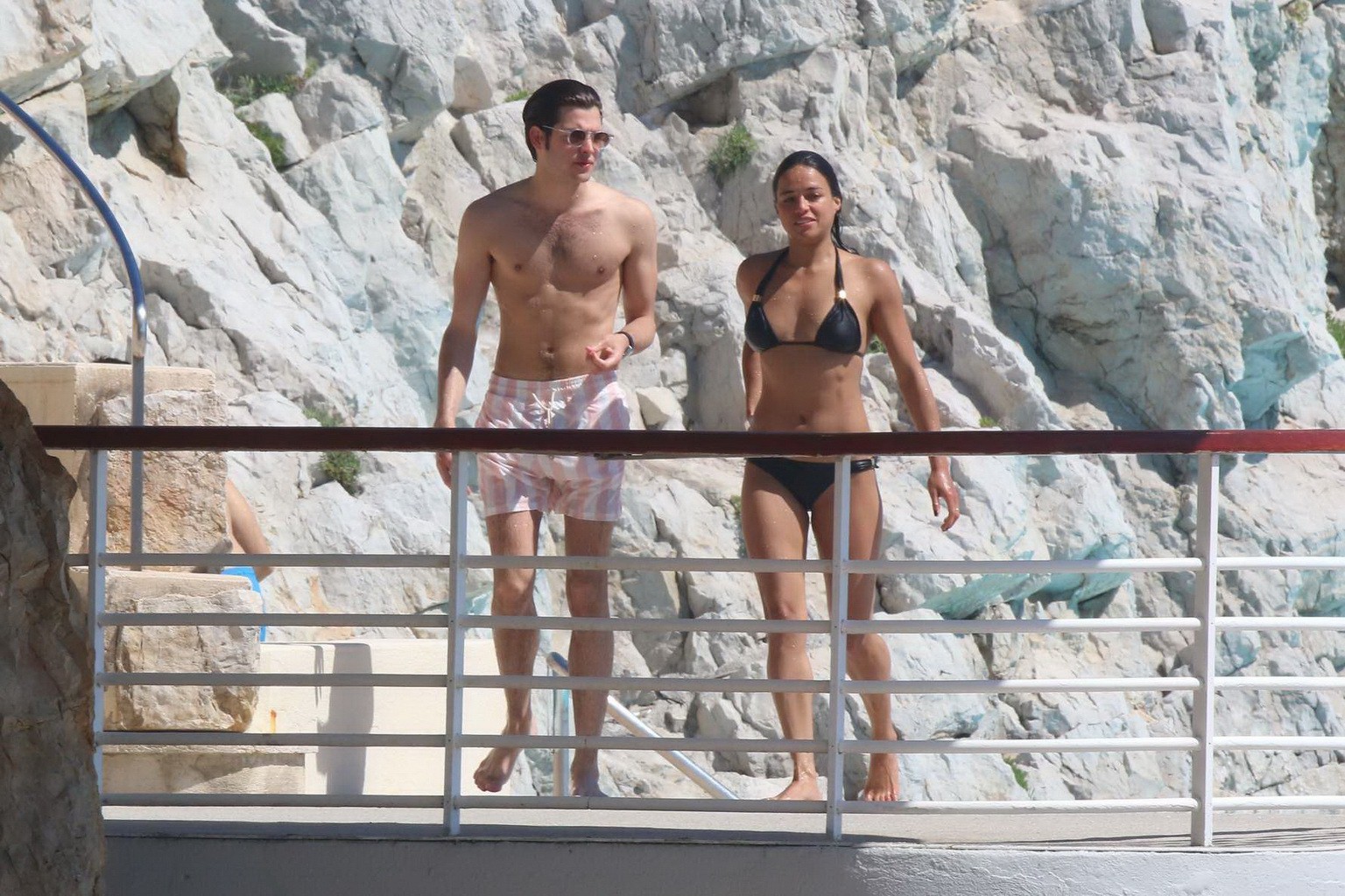 Michelle Rodriguez wearing skimpy black bikini poolside at Cap Eden Roc Hotel in #75195692