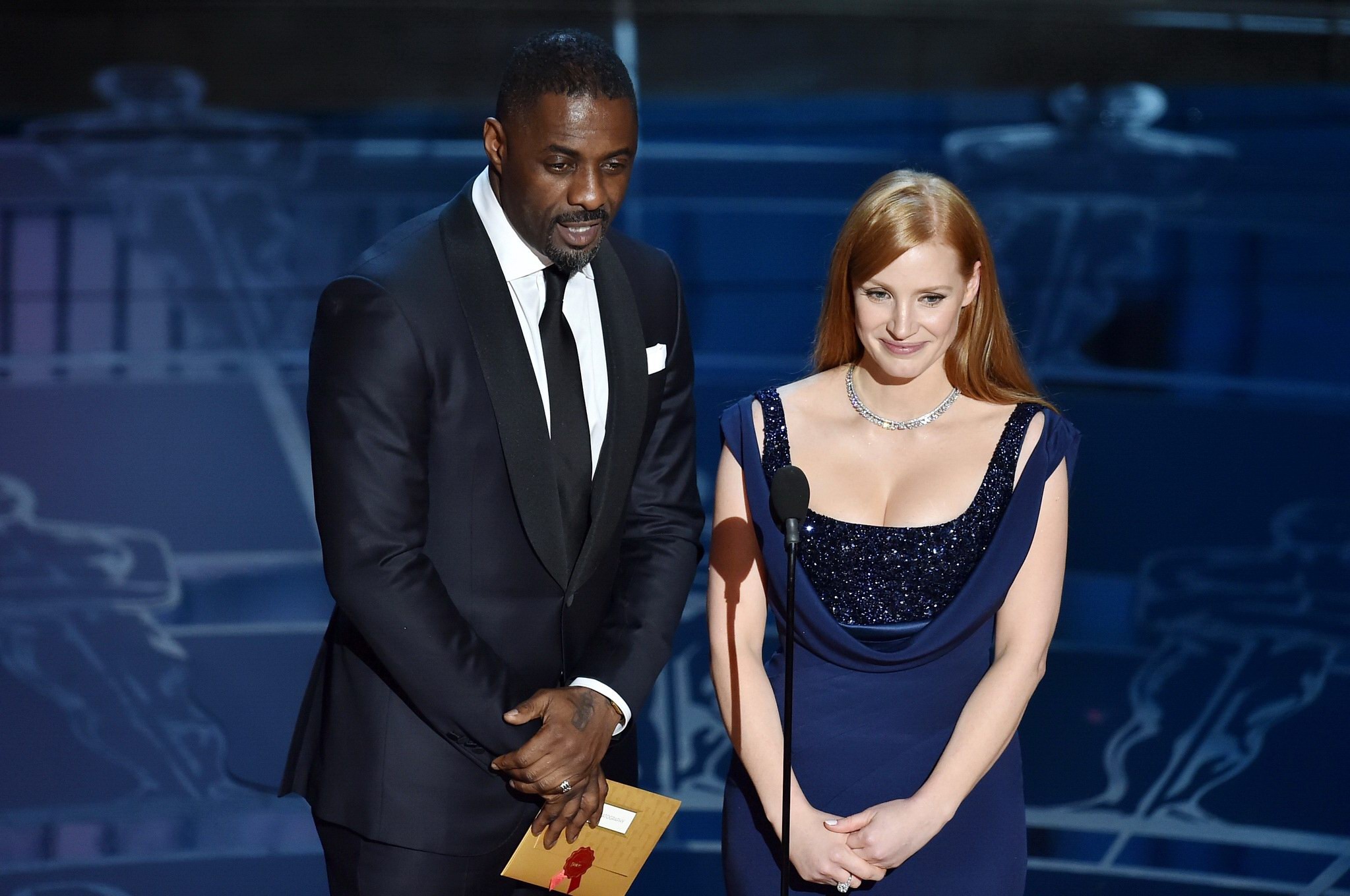 Jessica Chastain busty wearing a low cut dress at the 87th Annual Academy Awards #75171936