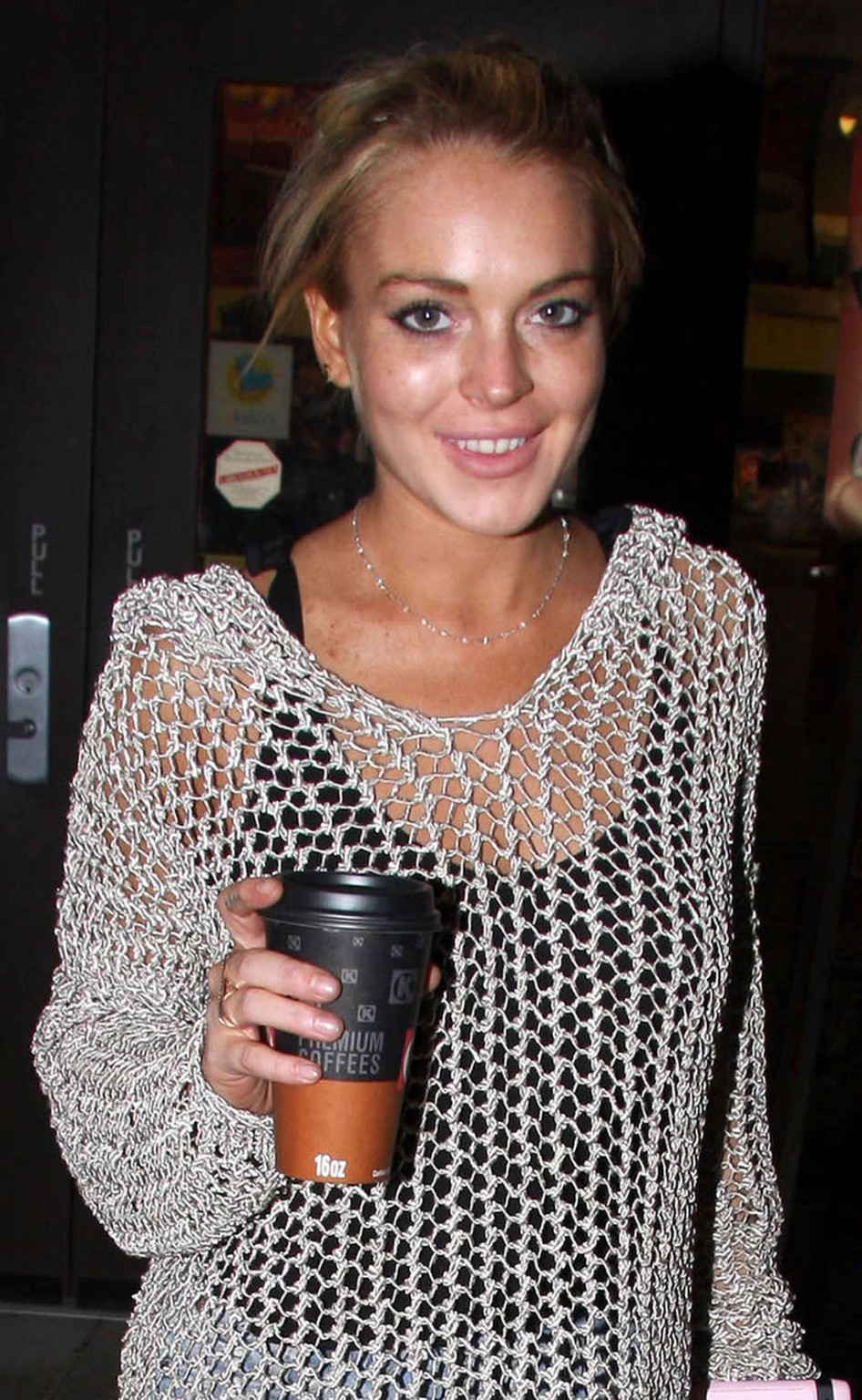 Lindsay Lohan in see thru fishnet dress and topless and upskirt #75342070