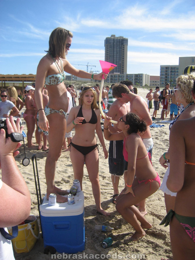 College-Mädchen betrinken sich und zeigen ihre Titten beim Spring Break
 #72314967