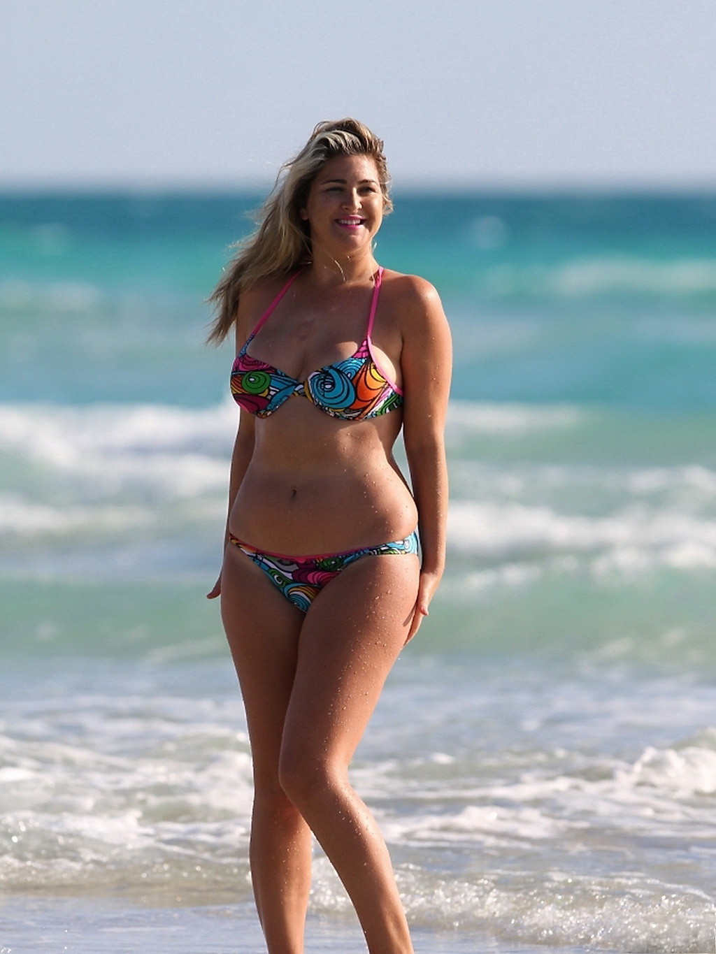 Josie Goldberg chubby  topless showing off her big boobs on Miami Beach #75278613