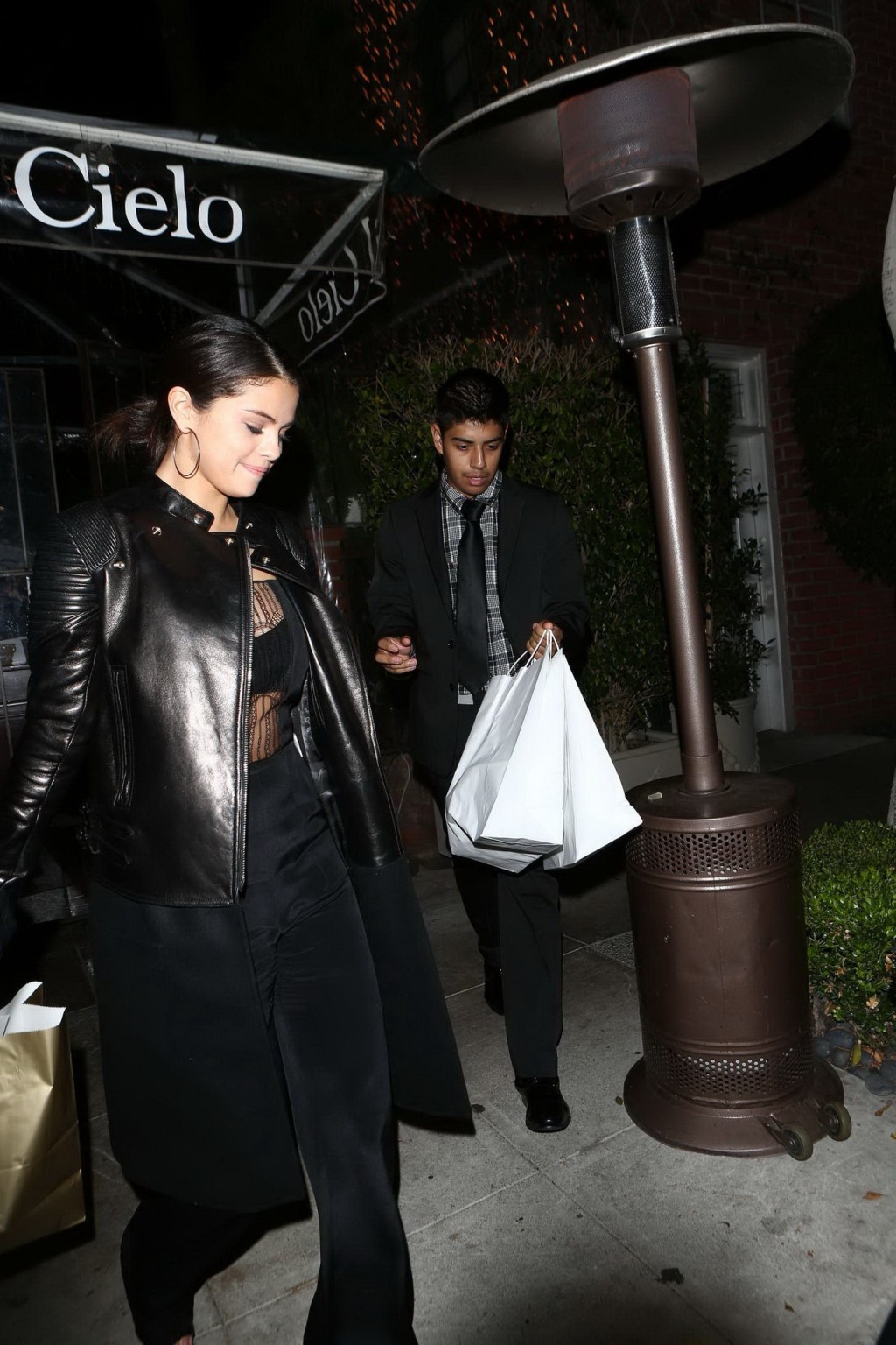 Selena Gomez seethrough to bra while leaving Il Cielo Restaurant in Beverly Hill #75181037