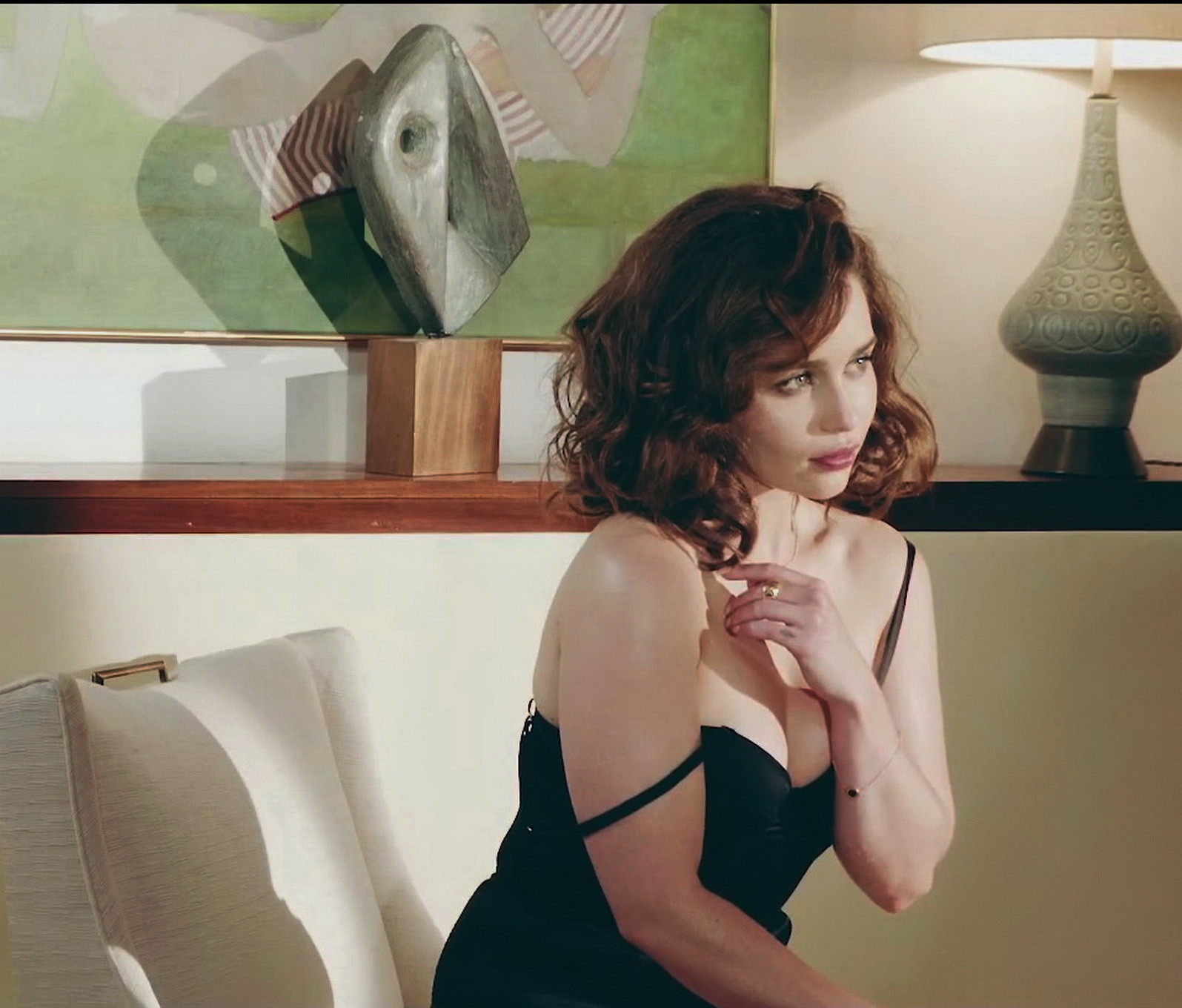 Emilia Clarke nude but covered and black lingerie shoot #75151222