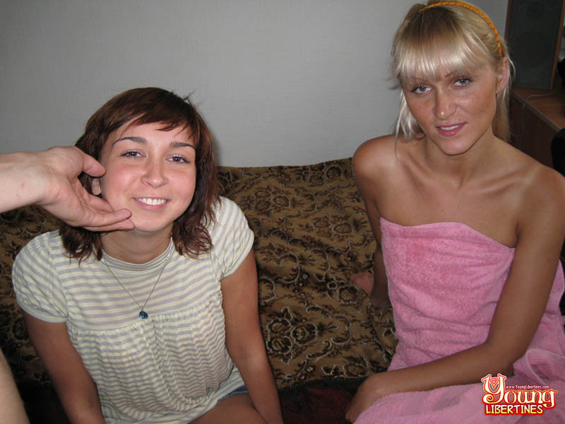Two cute 18 year old girls in their first threesome #79087927