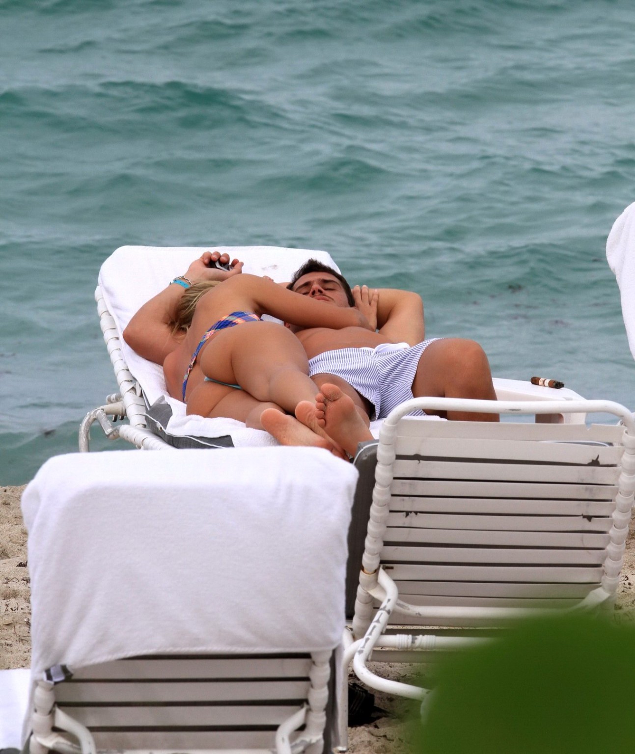 Sofia Zamolo in a thong bikini making out with her boyfriend in Miami Beach #75226770