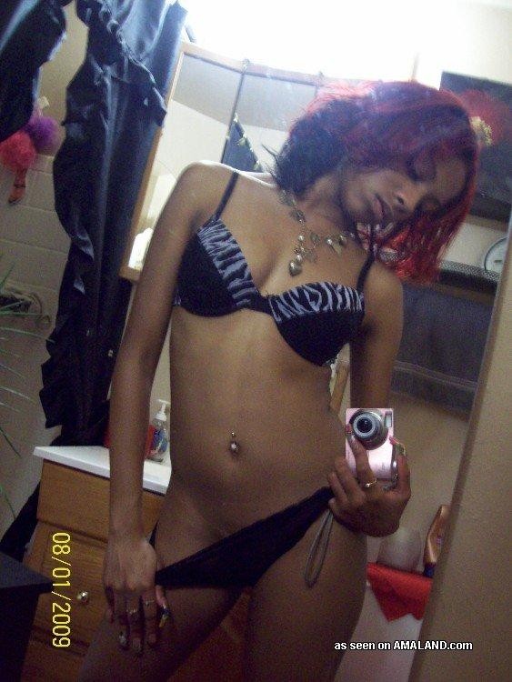 Sexy ebony teen teasing self-shot pictures #73320715