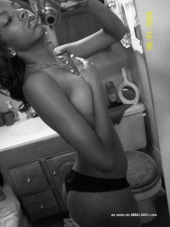 Sexy ebony teen teasing self-shot pictures #73320733