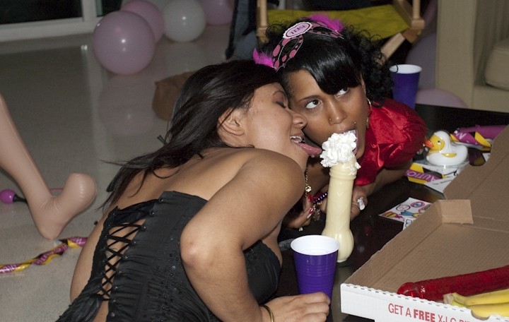 Muscular stripper seduce drunken girls on the hardcore party #71566936