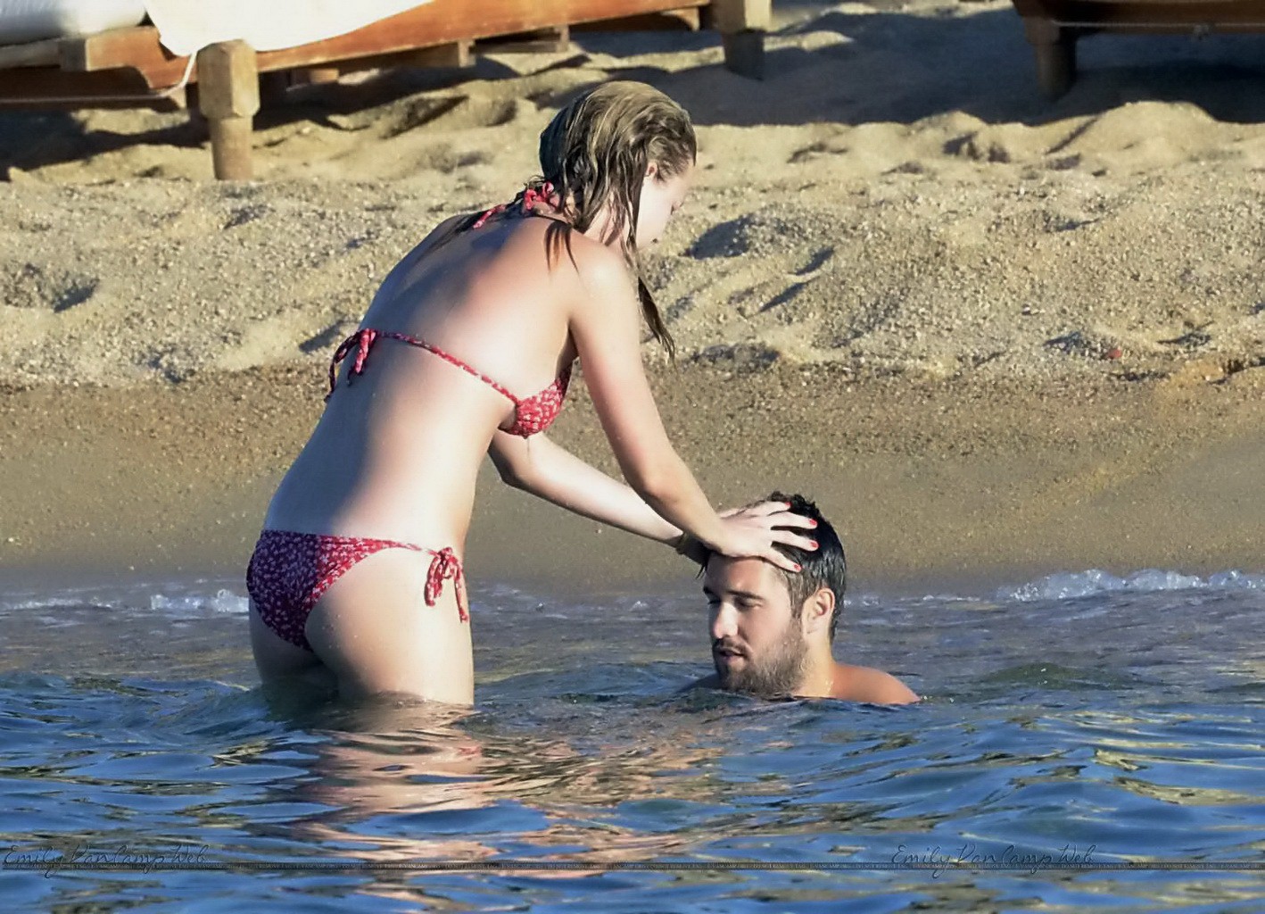 Emily VanCamp showing underboob and ass in red bikini #75153353