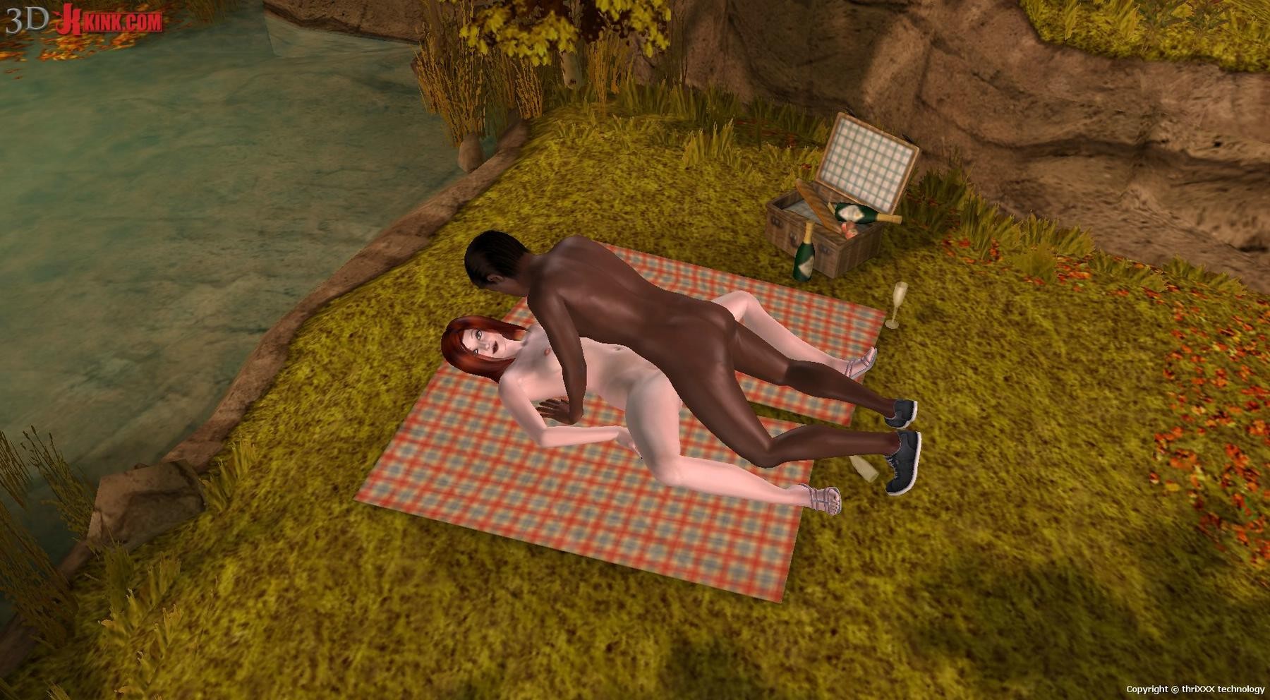 Interracial outdoor sex created in interactive 3D game #69357623