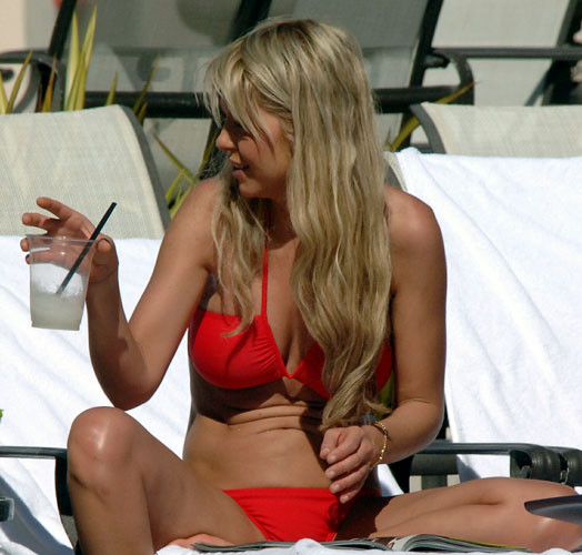 Tara Reid in red bikini and nipple slip paparazzi pictures #75439759