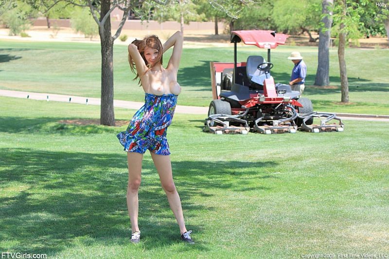 Exhibitionist teen flashing it all outdoor at park #75657569