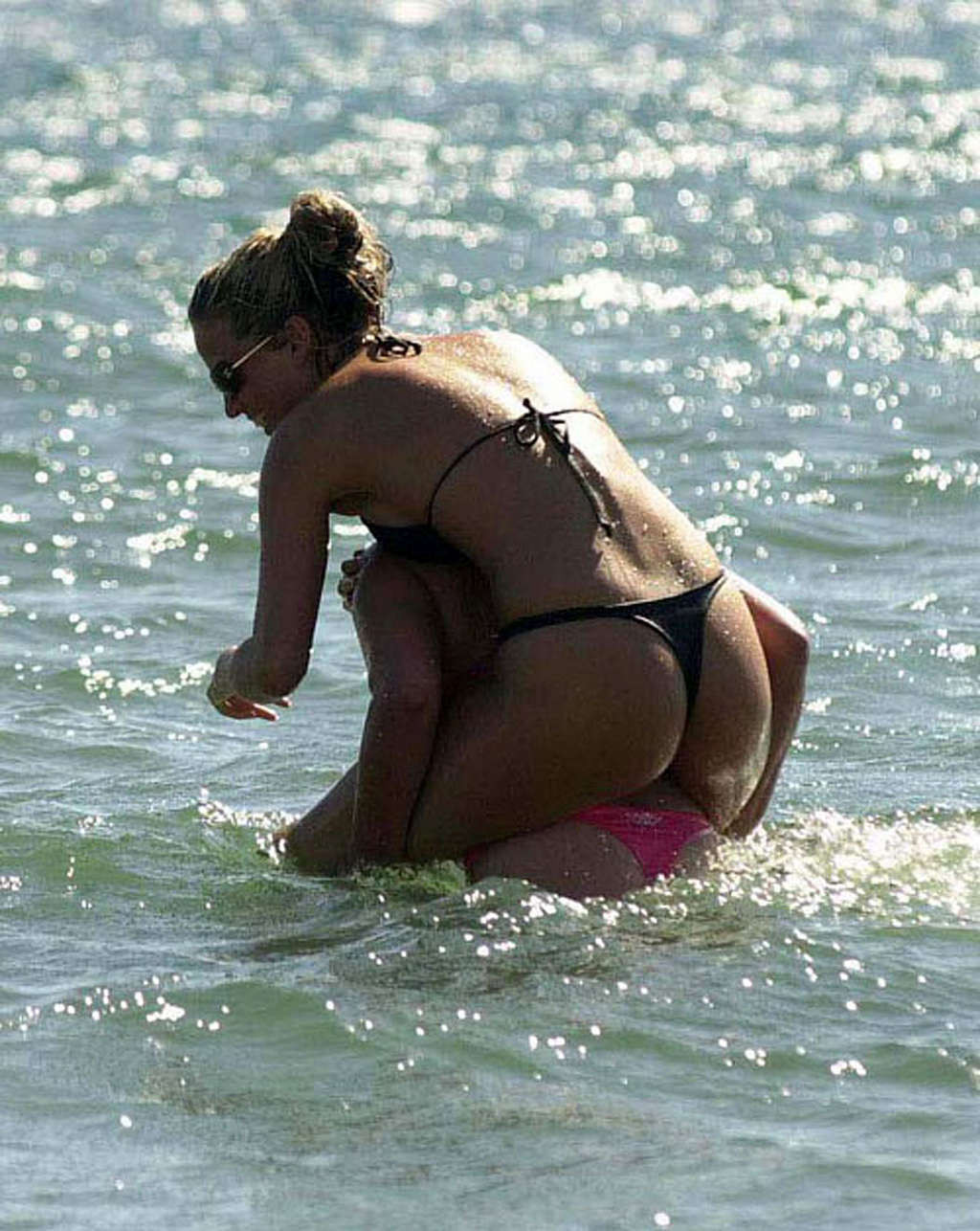 Sarah Harding exposing her ass in thong on beach and upskirt #75375356