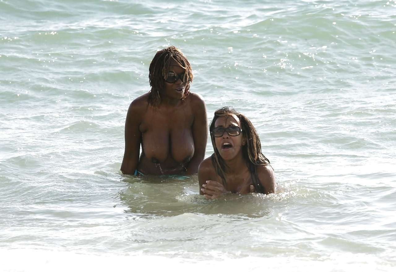 Makosi Musambasi showing her huge tits in water paparazzi pictures #75282706