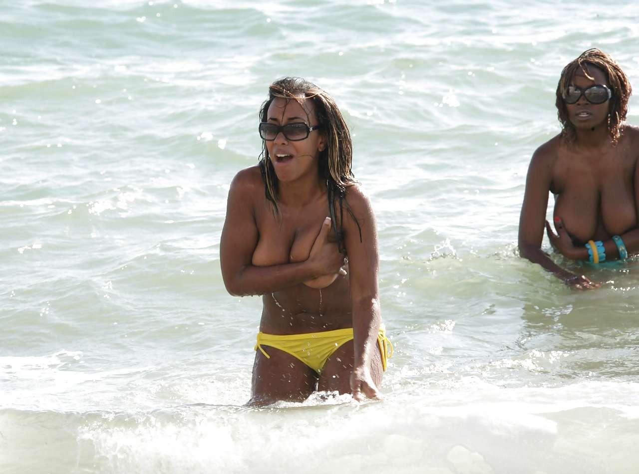 Makosi Musambasi showing her huge tits in water paparazzi pictures #75282716