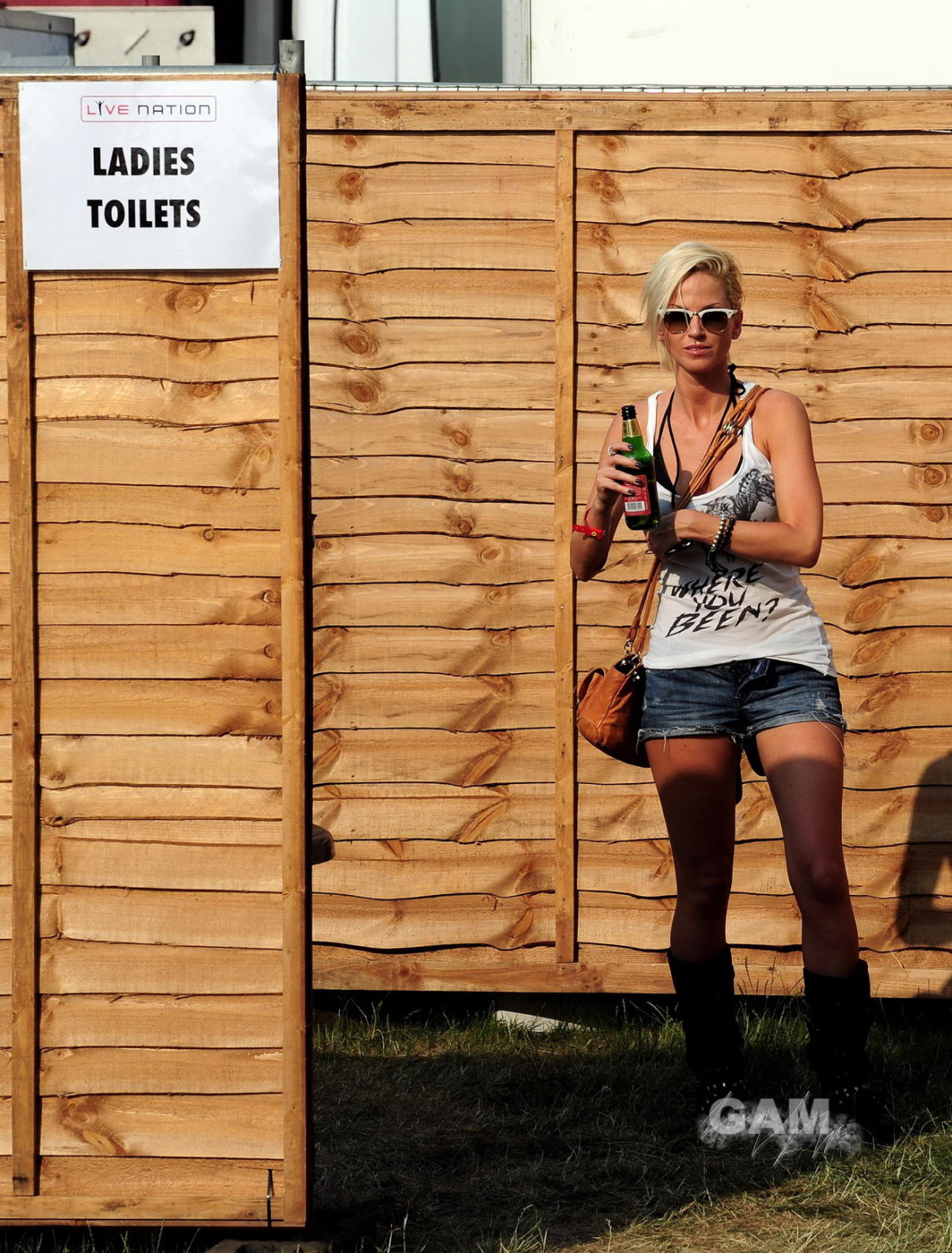 Sarah Harding leggy wearing denim shorts  boots at Hard Rock Calling in Hyde Par #75343759